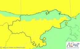 Mapa de avisos para este lunes en Cantabria