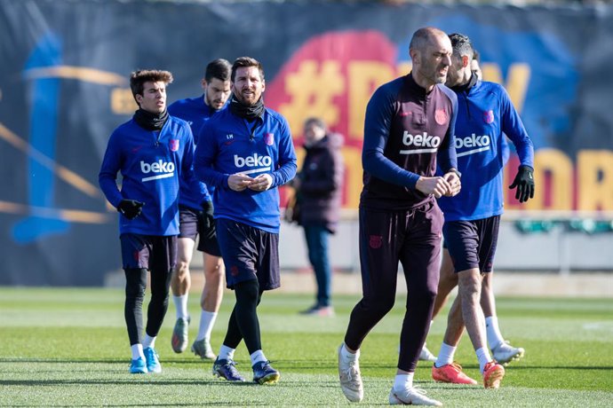 Entrenament del FC Barcelona a la Ciutat Esportiva Joan Gamper a Barcelona, el 18 de gener del 2020.