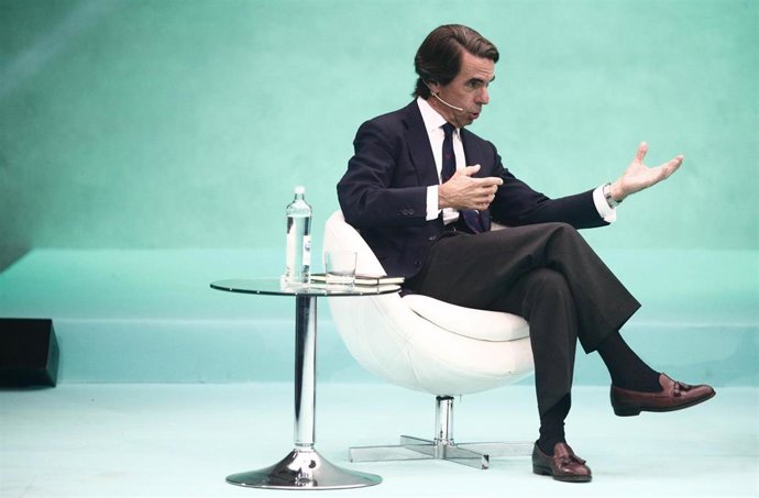 El expresidente de Gobierno, José María Aznar, durante la segunda jornada del  'DigitalES Summit 2019' en Madrid..