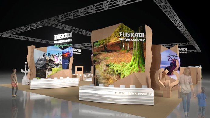 Diseño del stand de Euskadi en Fitur 2020.