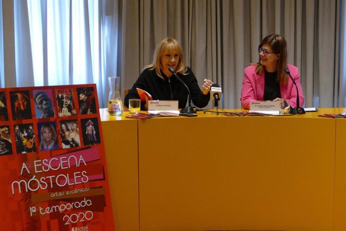 La actriz Blanca Portillo y la alcaldesa de Móstoles, Noelia Posse, presentan la programación cultural de 'A escena 2020'.