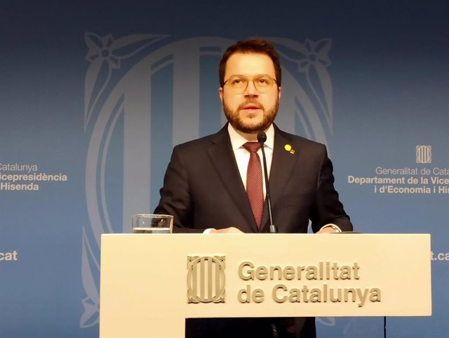 El vicepresidente del Govern, Pere Aragonès, en rueda de prensa, el 20 de enero de 2020.