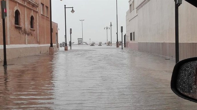 Efectos de la borrasca  Gloria en el Paseo Marítimo de Valncia