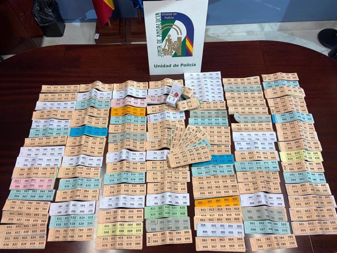 Lotería ilegal incautada por la Policía Adscrita en Arcos de la Frontera