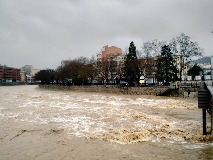 Creixement del riu Onyar a causa de la borrasca Glria a Girona (Catalunya), 21 de gener del 2020.