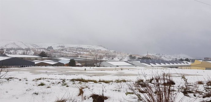 Panóramica de la neu a Bocairent (Valncia) durant el temporal 'Gloria'