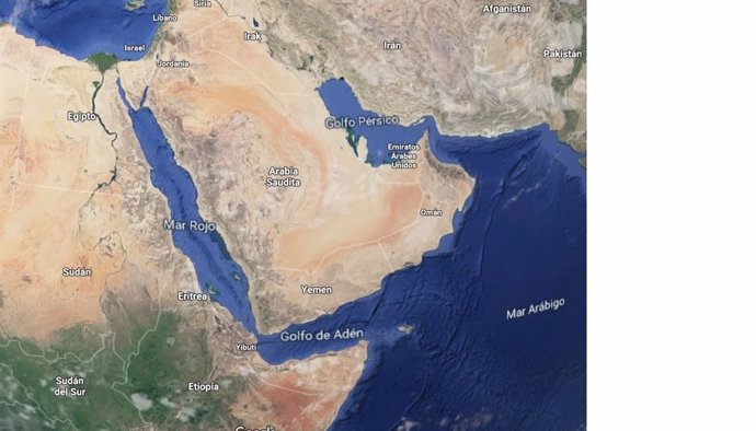 Imagen de satélite de la península arábiga, el Mar Rojo y el estrecho de Ormuz