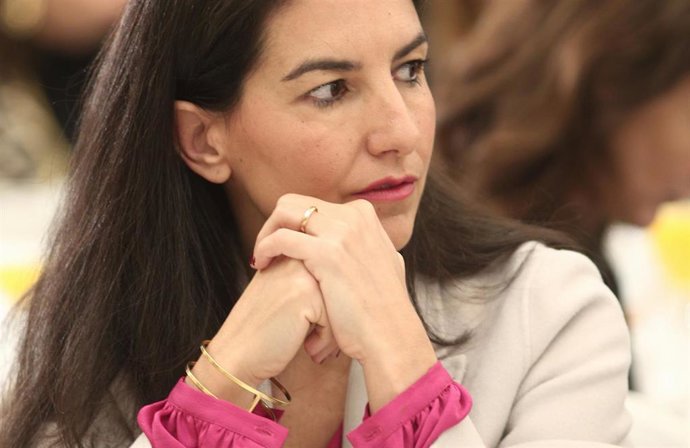 La presidenta de Vox Madrid, Rocio Monasterio, durante un desayuno informativo de Europa Press en el que han participado la presidenta de la Comunidad de Madrid, Isabel Díaz Ayuso y el vicepresidente de la Comunidad de Madrid, Ignacio Aguado.