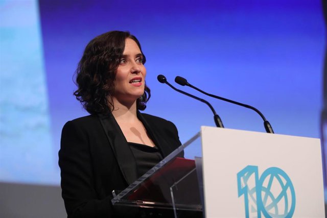La presidenta de la Comunidad de Madrid, Isabel Díaz Ayuso, durante su discurso en el Foro de Liderazgo Turístico de Exceltur en Ifema, en Madrid a 21 de enero de 2020.