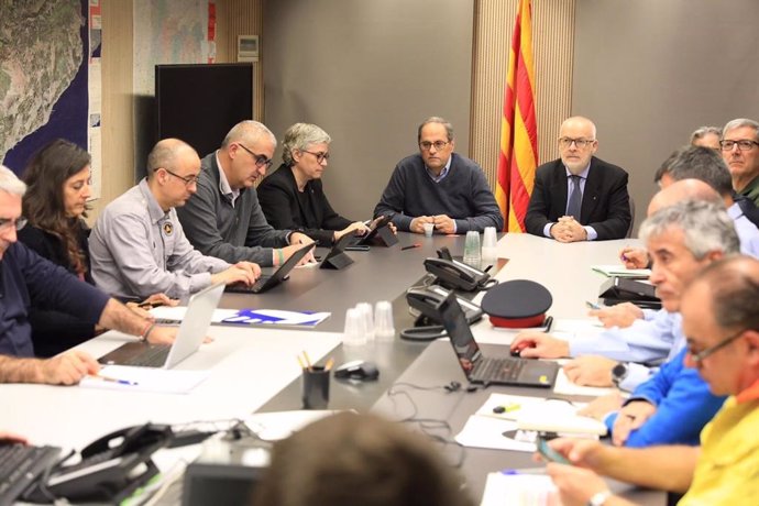 El presidente de la Generalitat, Quim Torra, en la reunión del Cecat