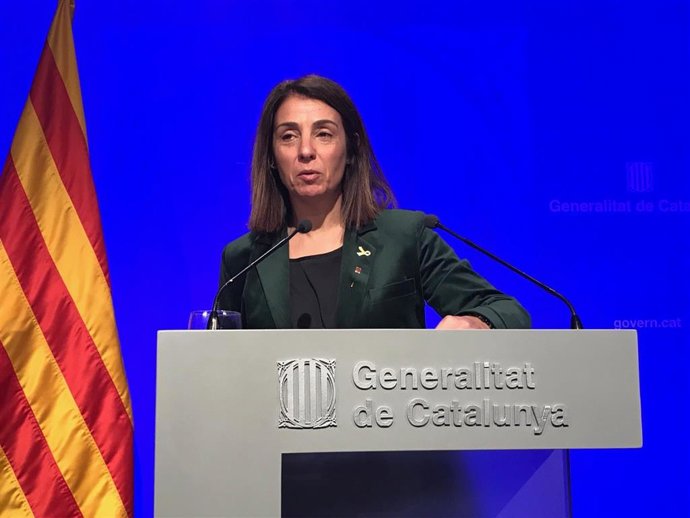 Consellera de Presidencia y portavoz del Govern, Meritxell Budó, en rueda de prensa tras la reunión del Consell Executiu del 21 de enero de 2020.