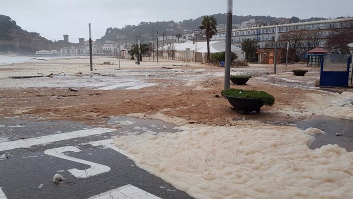 Inundacions a Tossa de Mar (Girona) a causa de la borrasca Gloria.
