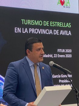 El presidente de la Diputación de Ávila, Carlos García, en Fitur.