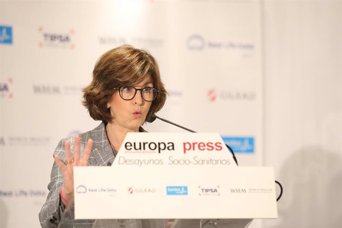 La consejera de Salud del Gobierno vasco, Nekane Murga, durante su intervención en el desayuno socio-sanitario de Europa Press, en Madrid (España), a 22 de enero de 2020.