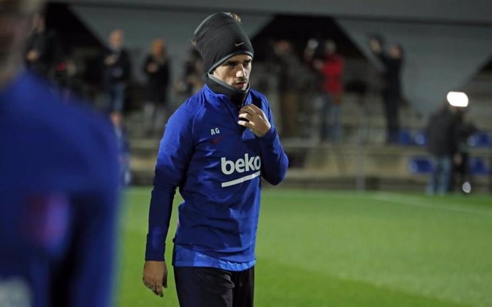 El jugador del FC Barcelona Antoine Griezmann, en un entrenamiento