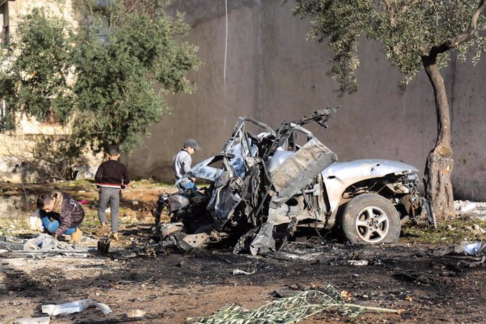 Imagen de archivo de las consecuencias de un ataque aéreo de fuerzas gubernamentales sirias en Ariha, en la provincia de Idlib