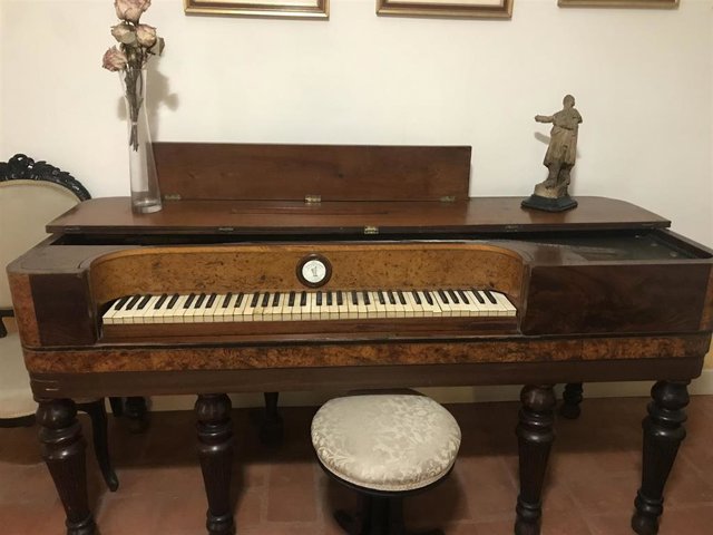 Pianoforte de José Zorrilla que será restaurado para su utilización en recitales.