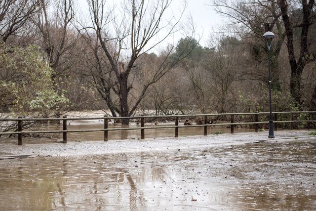 El rio Ter se desborda debido a las fuertes lluvias que ha dejado la borrasca 'Gloria', en Girona /Catalunya (España), a 22 de enero de 2020.