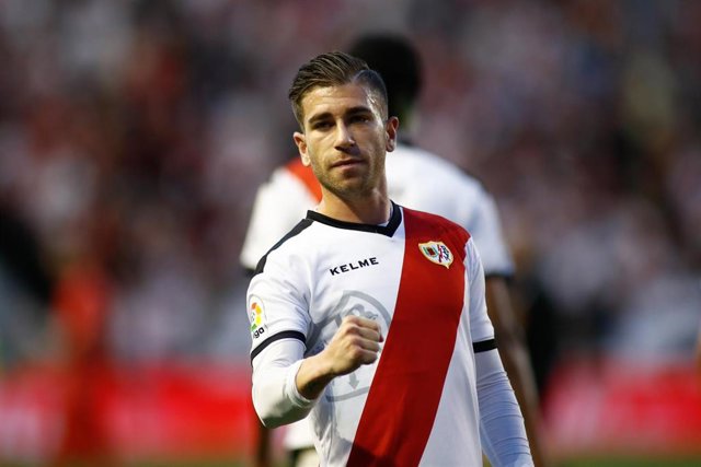 Embarba of Rayo Vallecano celebrates a goal during the spanish league, La Liga, football match played between Rayo Vallecano and Real Madrid at Estadio de Vallecas in Madrid, Spain, on April 28, 2019.