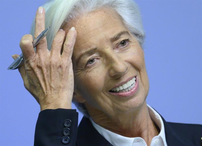 23 January 2020, Hessen, Frankfurt: President of the European Central Bank (ECB), Christine Lagarde reacts during a press conference. Photo: Boris Roessler/dpa
