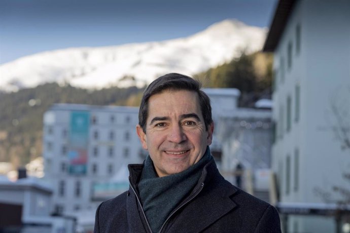 El presidente del BBVA, Carlos Torres Vila, en el Foro Económica Mundial de Davos (Suiza)