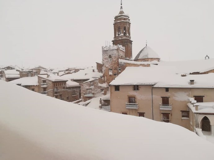 La Iglesuela del Cid (Teruel) tras la borrasca 'Gloria'