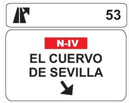 Señalización desde la AP-4 al municipio de El Cuervo