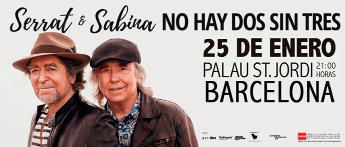 Cartell de Joan Manuel Serrat i Joaquín Savina de la gira 'No hay dos sin tres'