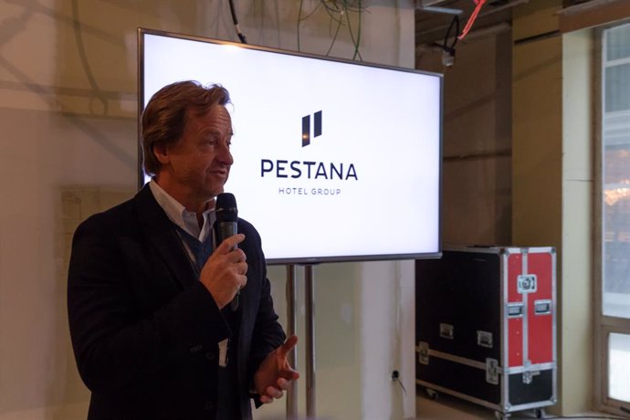 El responsable de Desarrollo del Pestana Hotel Group, José Roquette, interviene durante la rueda de prensa de presentación del Pestana CR7 Gran Vía, en Madrid.