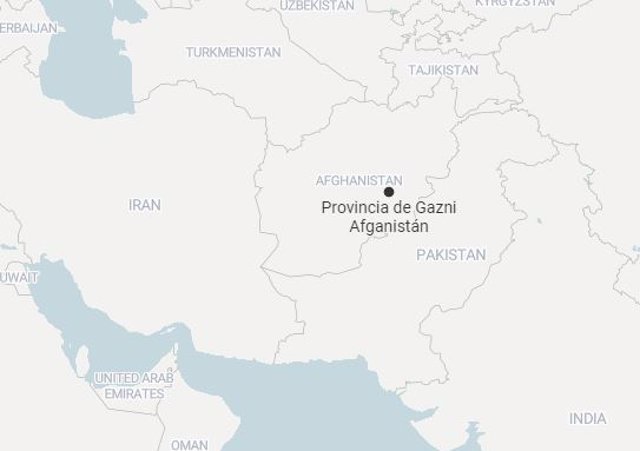 Mapa de la provincia de Ghazni, en el este de Afganistán, donde ha tenido lugar el accidente