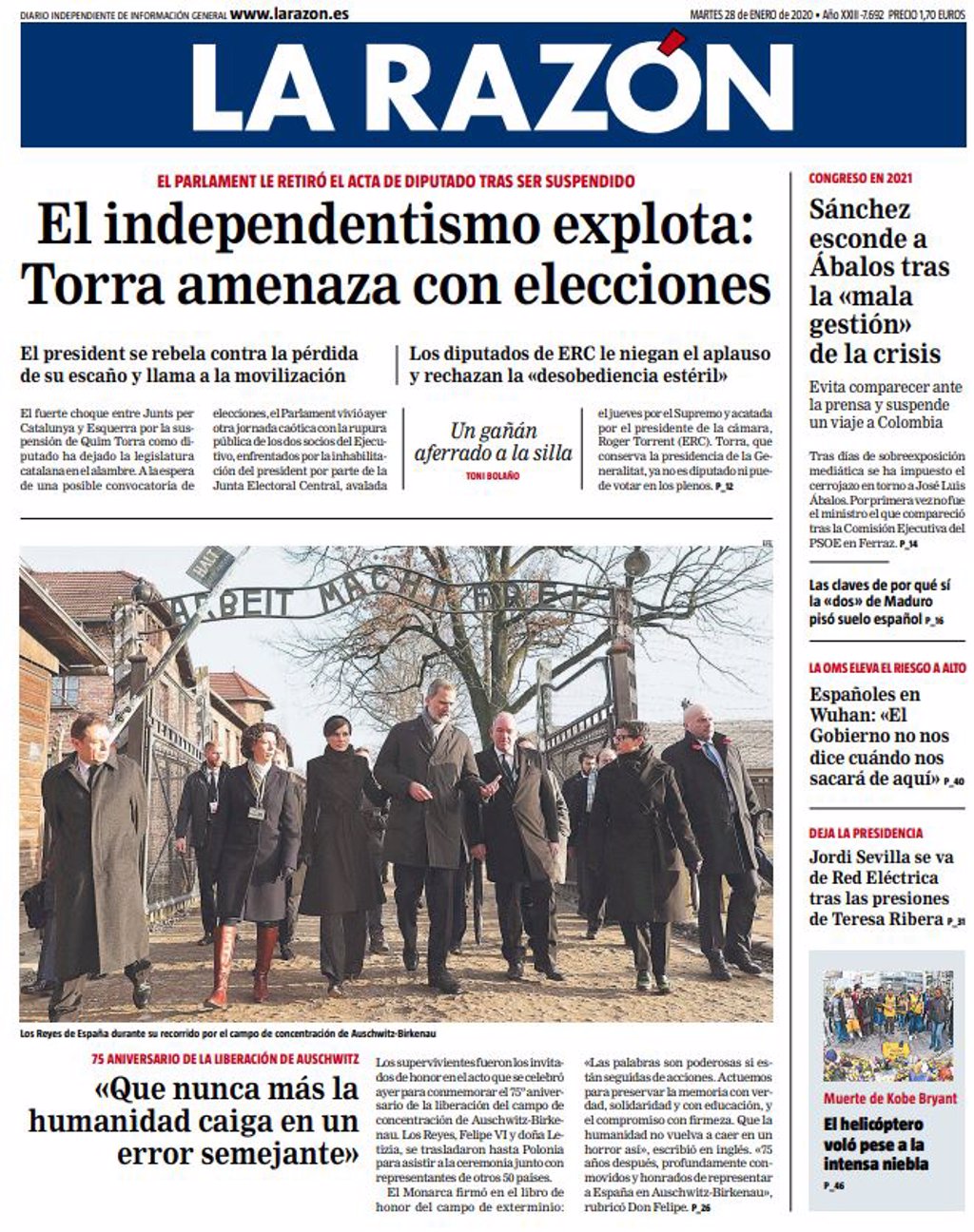 Las Portadas De Los Periódicos Del Martes 28 De Enero De 2020