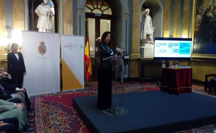 La directora de la AEPD, Mar España, durante la presentación de la campaña 'Por todo lo que hay detrás'.