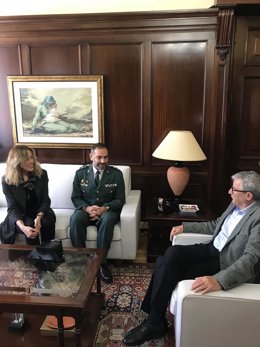 Subdelegada del Gobierno en Las Palmas, el nuevo director CCRC, el Teniente Coronel de la Guardia Civil, Daniel Vázquez, y delegado del Gobierno en Canarias, Juan Salvador León