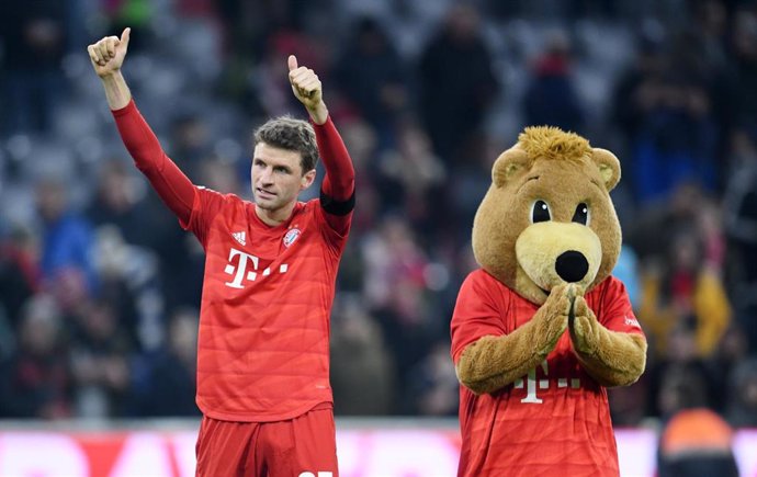 Thomas Muller celebra un gol con el Bayern