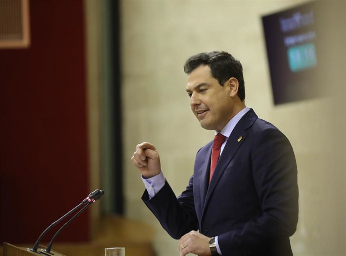 Juanma Moreno, este martes en el Parlamento