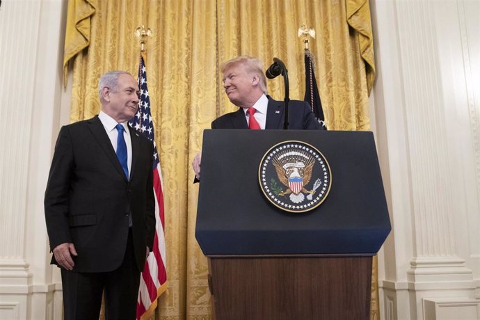 Trump y Netanyahu durante el anuncio de la propuesta de paz de Estados Unidos para el conflicto palestino-israelí.