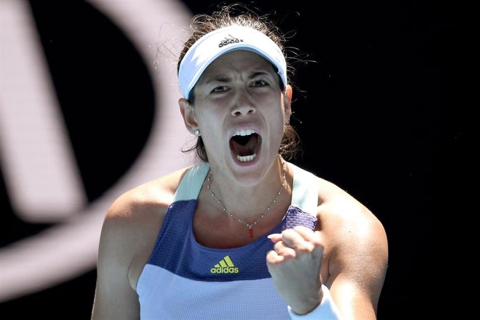 Garbiñe Muguruza celebra un punto en su partido ante Anastasia Pavlyuchenkova 