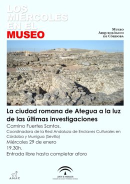 Cartel de la conferencia 'La ciudad romana de Ategua a la luz de las últimas investigaciones'