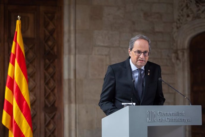 El president de la Generalitat, Quim Torra, anuncia que hi haur un avanament electoral a Catalunya, al Palau de la Generalitat /Barcelona /Catalunya (Espanya), 29 de gener del 2020.