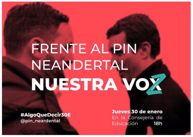 Cartel de las concentraciones que el colectivo de estudiantes 'Algo que decir' ha convocado el jueves 30 de enero contra el 'pin parental' en Madrid, Andalucía y Murcia.
