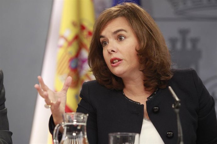 Soraya Saez de Santamaría, la vicepresidenta del Gobierno, tras el Consejo de Ministros