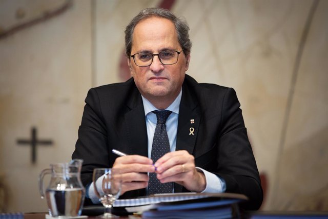 El president de la Generalitat, Quim Torra, en la reunió del Consell Executiu després de la seva declaració institucional en la qual ha afirmat que hi haurà avançament electoral, a Barcelona, a 29 de gener del 2020.