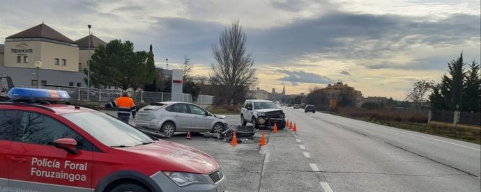 La Policía Foral atiende un accidente entre dos vehículos en Olite