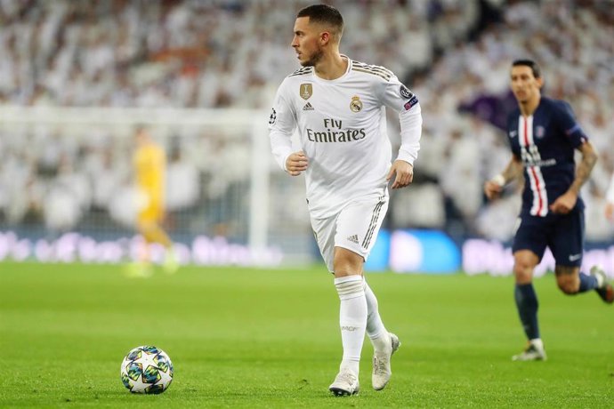 Eden Hazar durante el partido entre el Real Madrid y el PSG de la Champions 2019-2020
