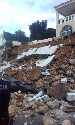 Caída de un muro en Chiva