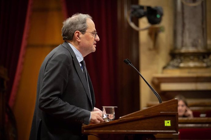 El presidente de la Generalitat, Quim Torra, en el pleno monográfico sobre las mujeres en el Parlament el 17 de diciembre de 2019.