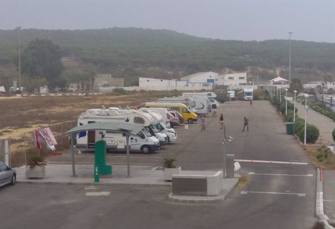Zona de autocaravanas en Barbate (Cádiz).