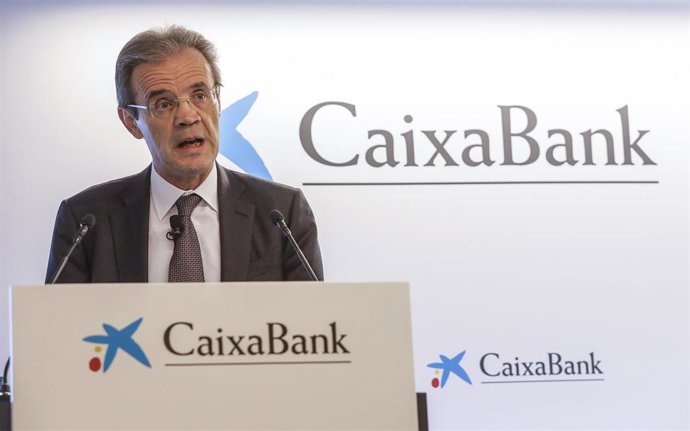 El presidente de Caixabank, Jordi Gual, durante su intervención en la presentación a los medios de los resultados del ejercicio 2019 de CaixaBank, en Valencia /Comunidad Valenciana (España), a 31 de enero de 2020.