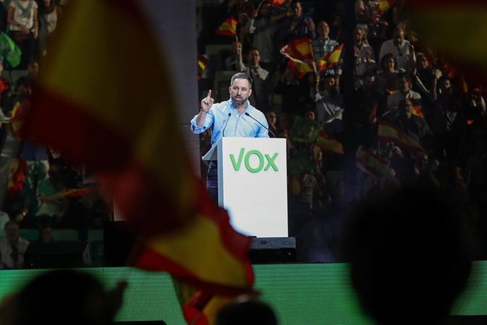 Santiago Abascal en el acto de Vox 'Vistalegre Plus Ultra' en Madrid en octubre de 2019