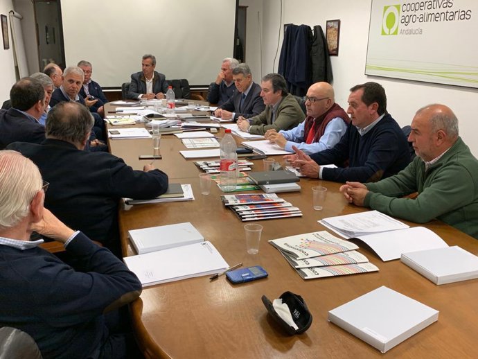 Reunión del Consejo Rector de Cooperativas Agro-alimentarias de Andalucía, celebrada en Sevilla, con la asistencia del comisario de Aguas de la Confederación Hidrográfica del Guadalquivir (CHG), Alejandro Rodríguez González.